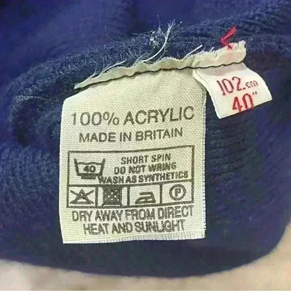 Moffat Woollens Sweater Womens Size M Vintage Floral Embroidery Navy Blue Preppy - Picture 9 of 9